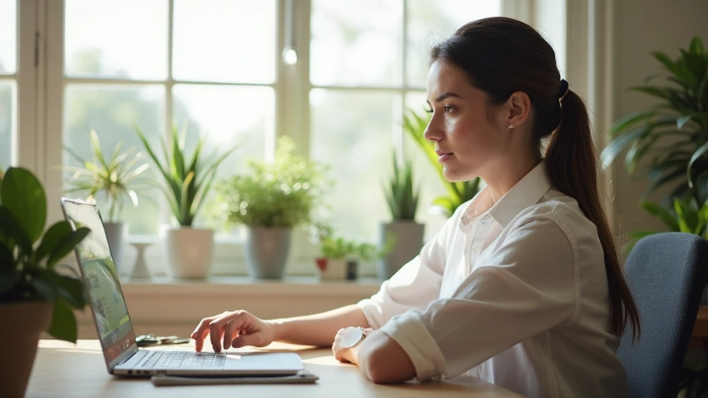 Espaço de trabalho organizado com elementos de bem-estar e equilíbrio profissional