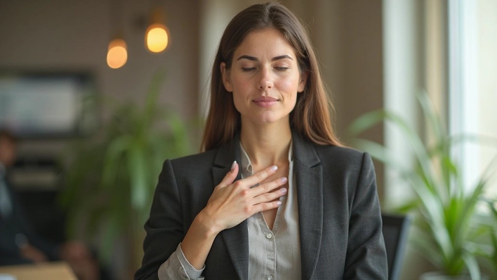 Profissional em ambiente de trabalho equilibrado praticando técnicas de bem-estar